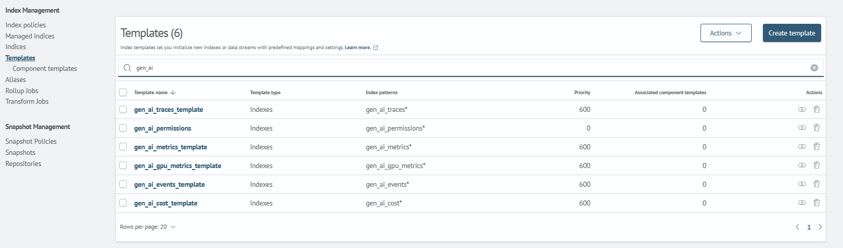 Index templates
