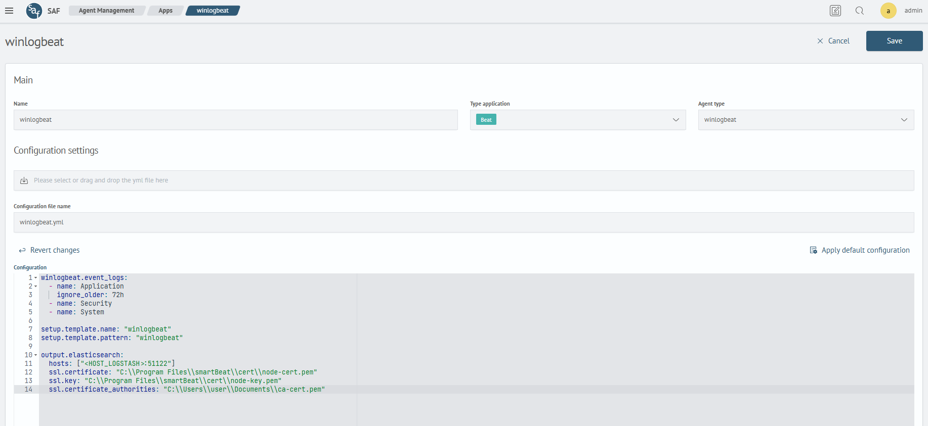 Winlogbeat Application