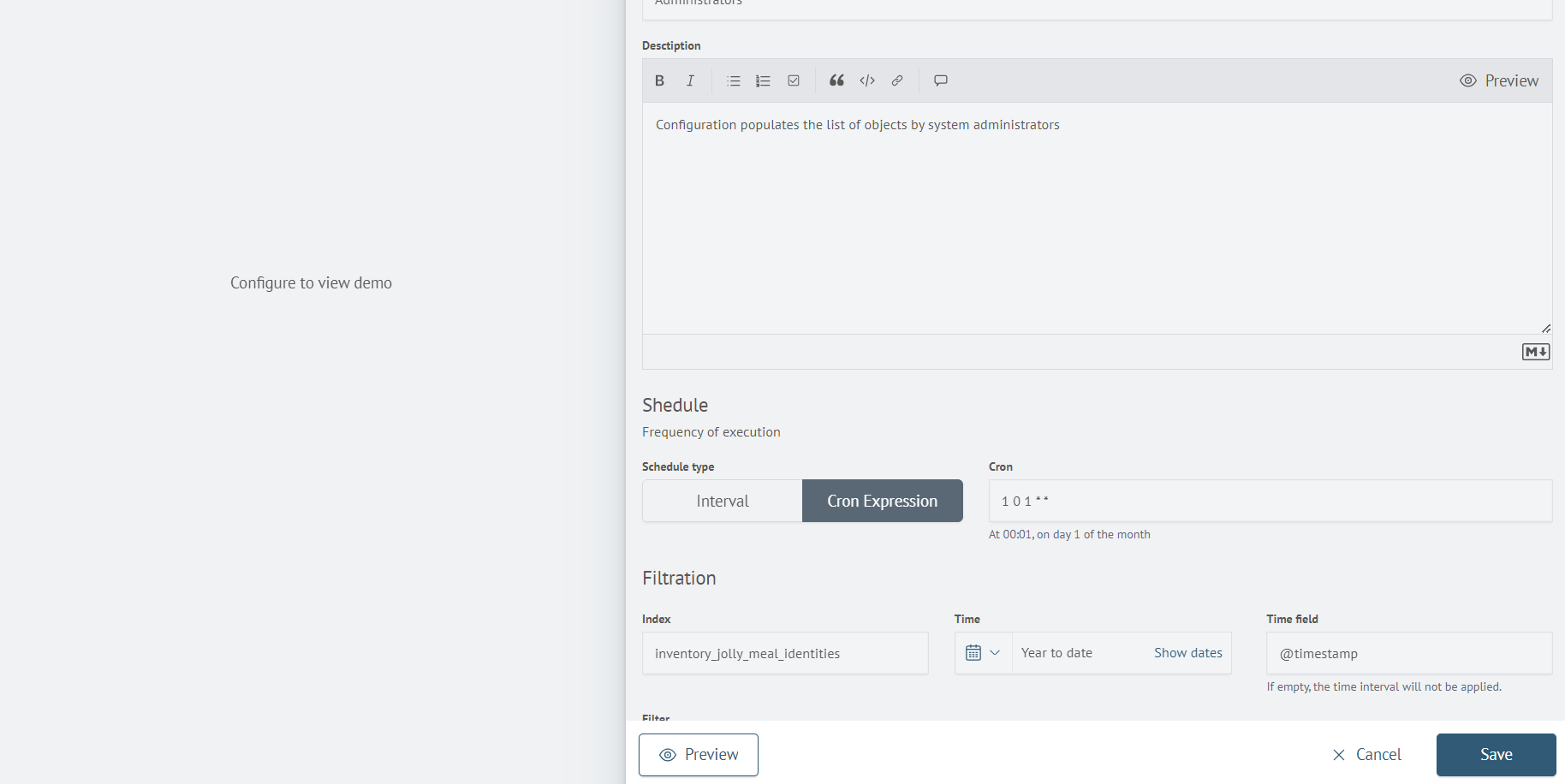 Configuration Setup Page