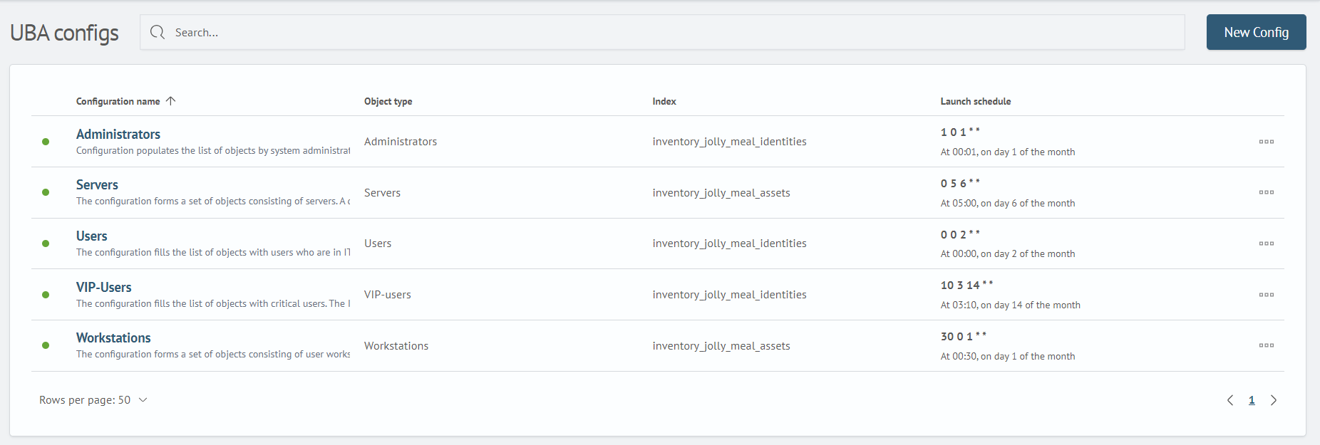 Configuration List Page
