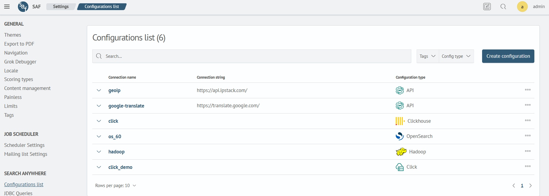 Configuring the database connection