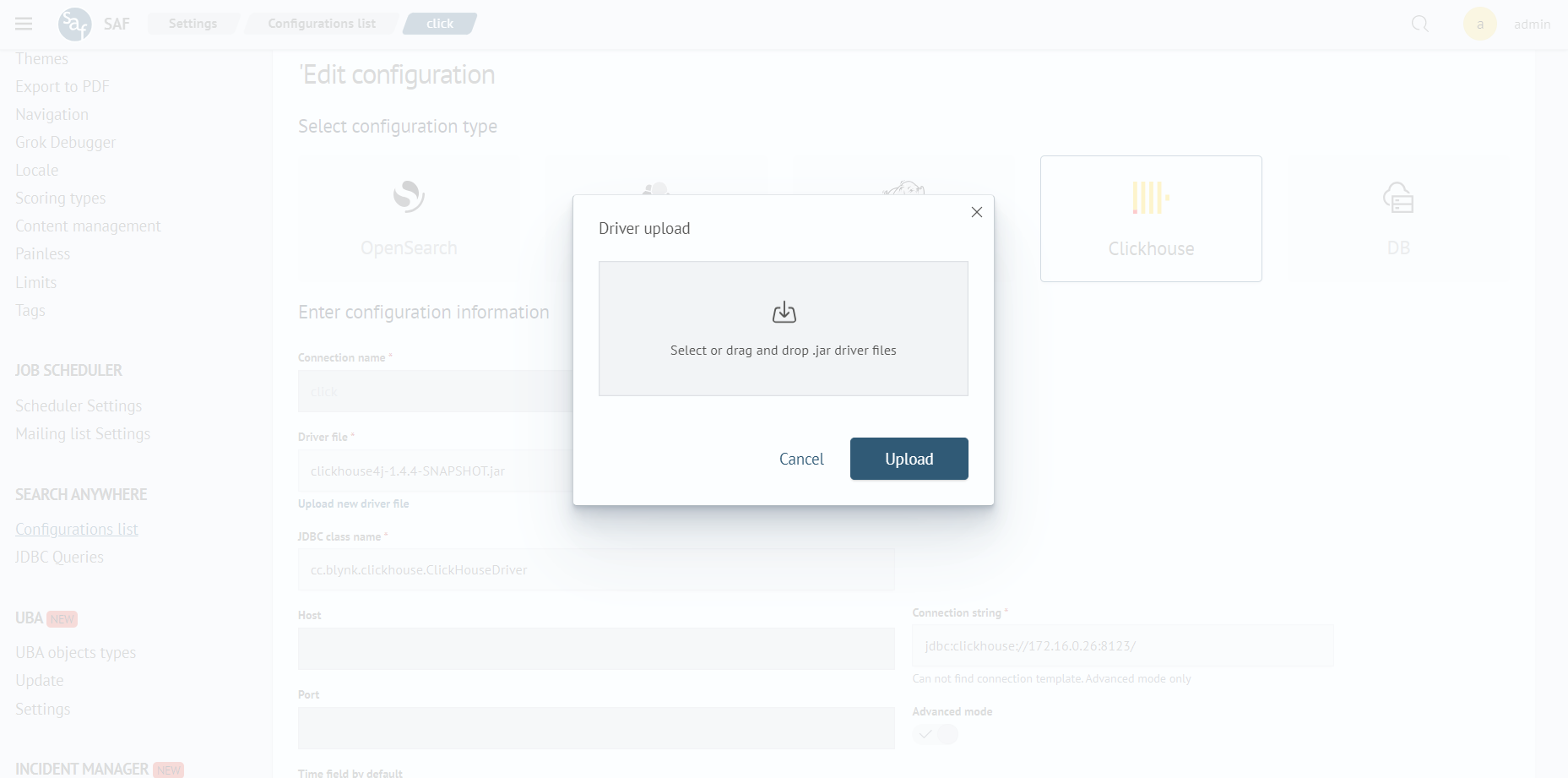 Configuring the database connection