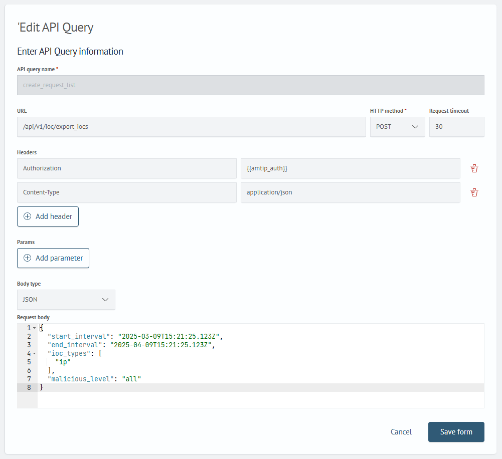 Create query config 
