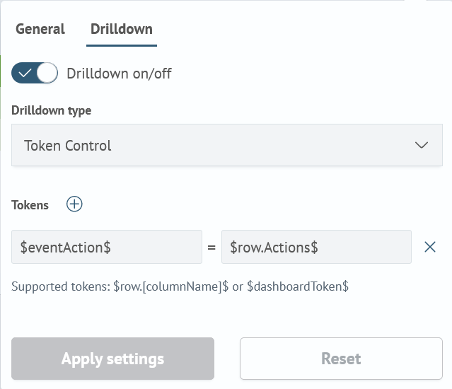 Drilldown Editor Token