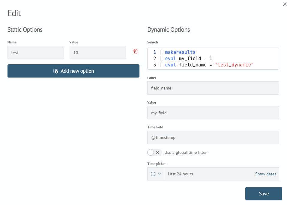 Setting up dynamic filter in incident card