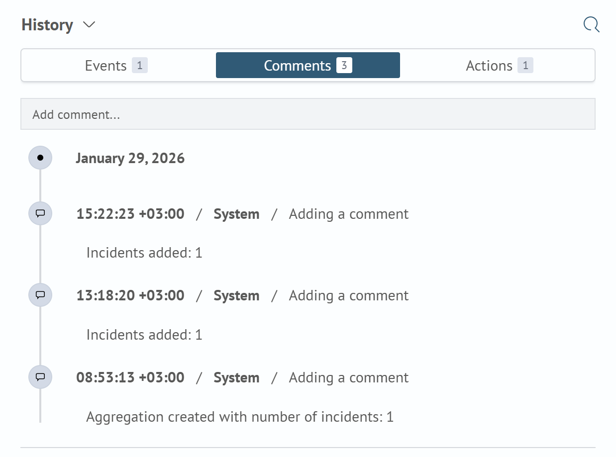 History block filtered by Comments
