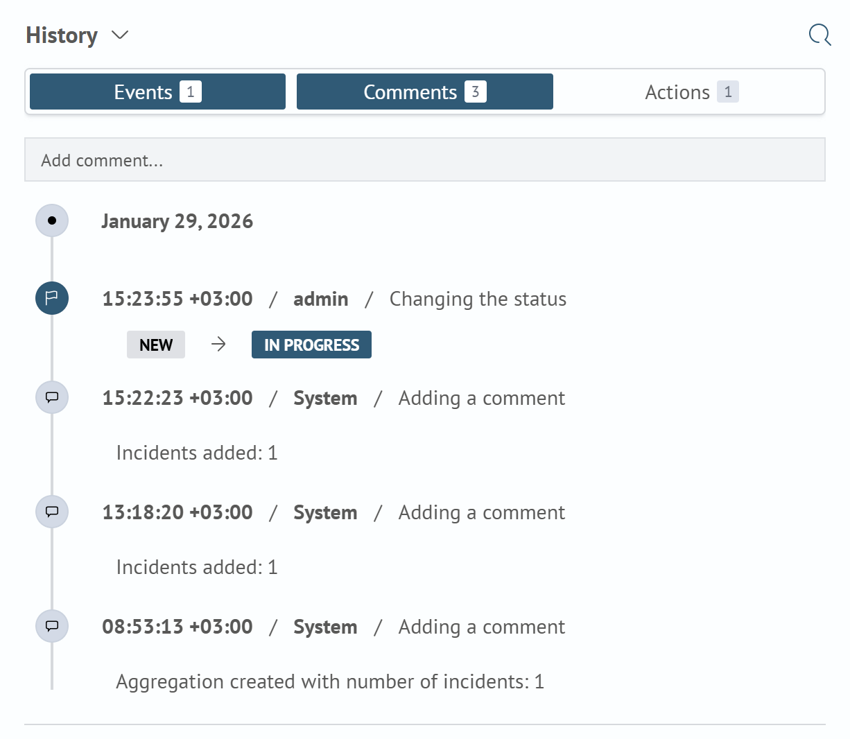 History block filtered by multiple filters