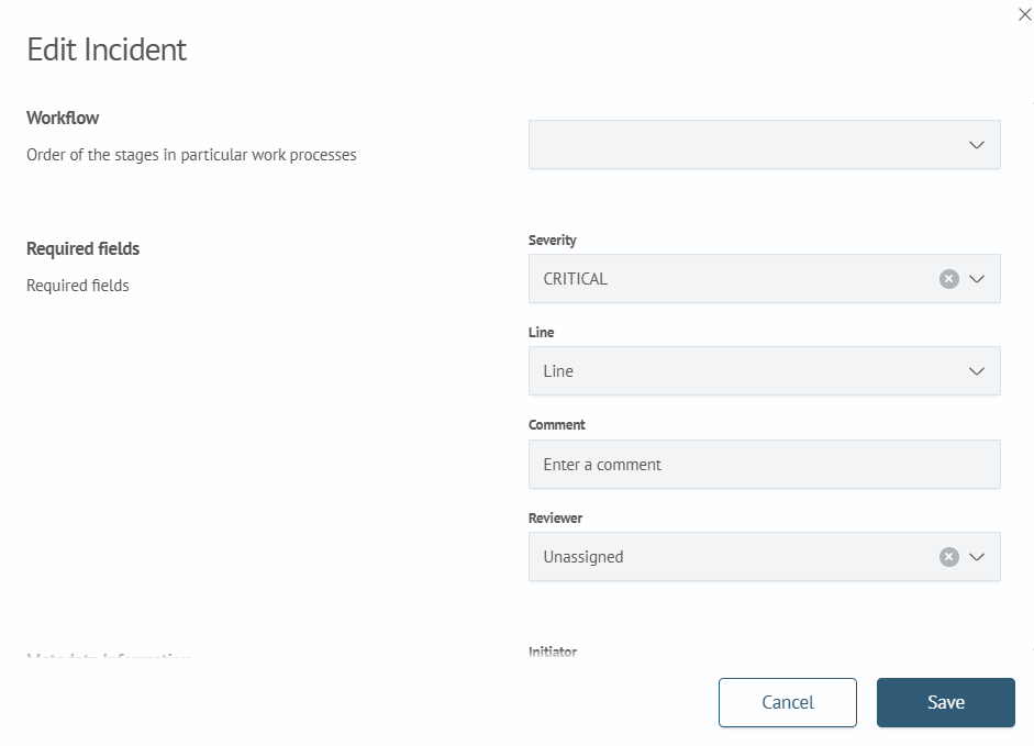 Incident edit modal