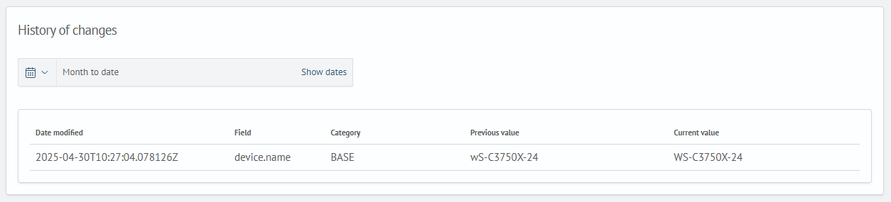 Inventory Asset Change History