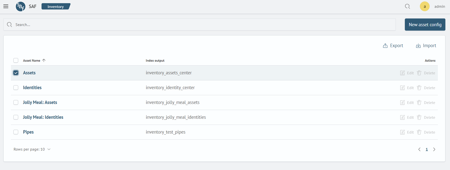 Configuration List Page