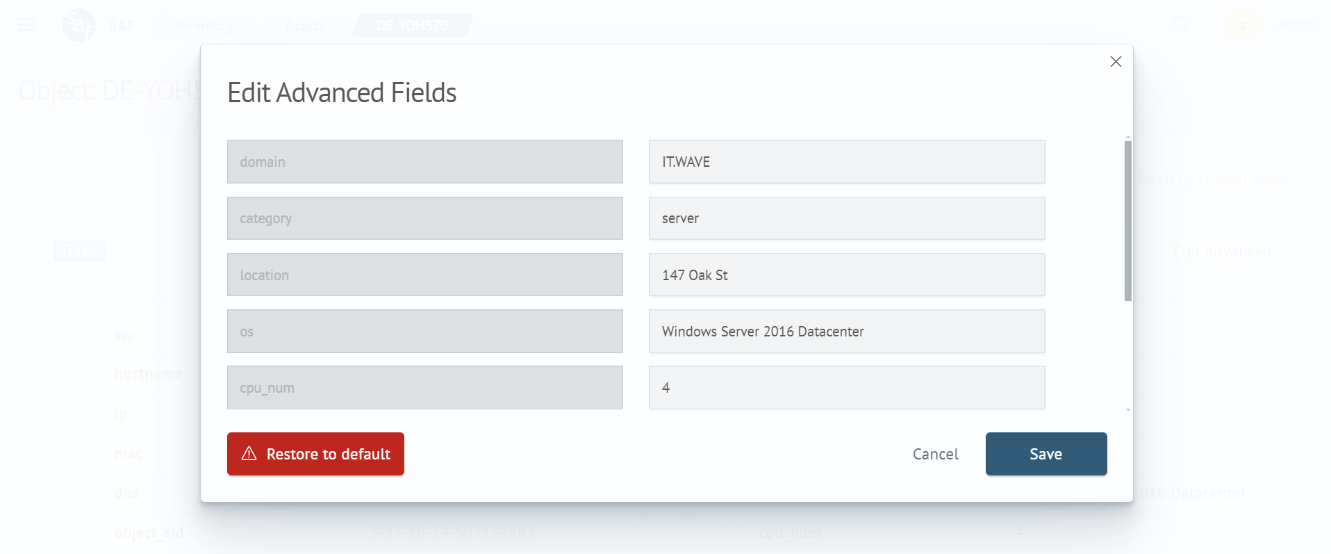 Modifying Additional Asset Fields