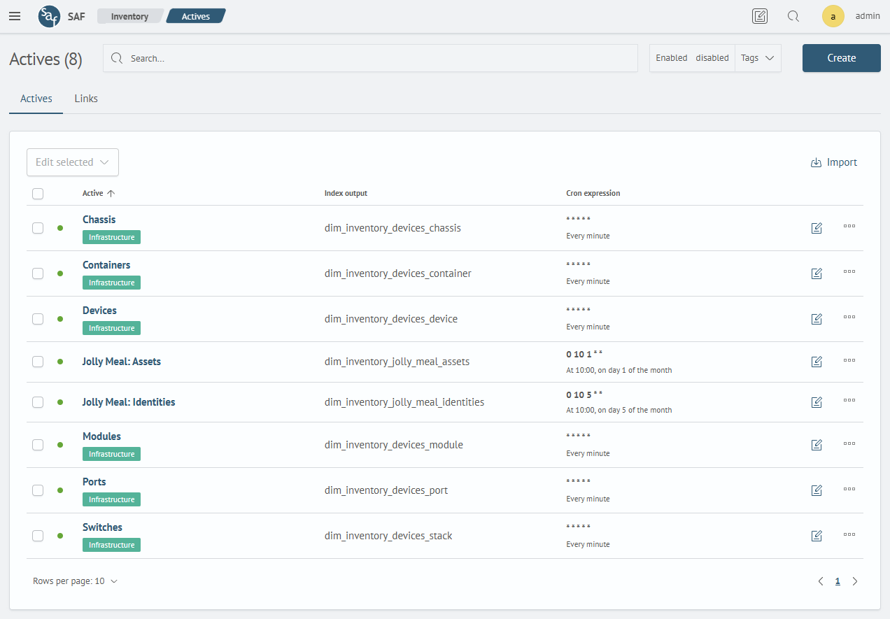 List of Asset Configurations
