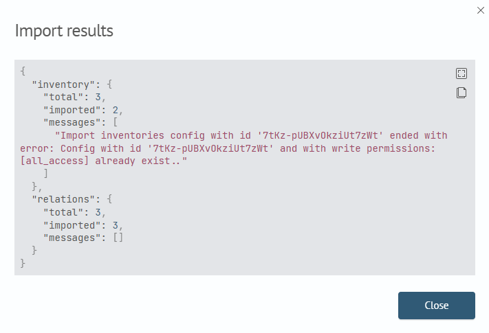 Asset Configuration Import Result