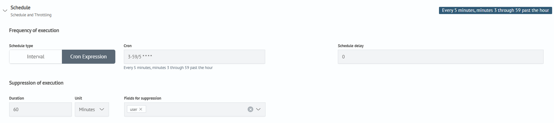 Schedule settings