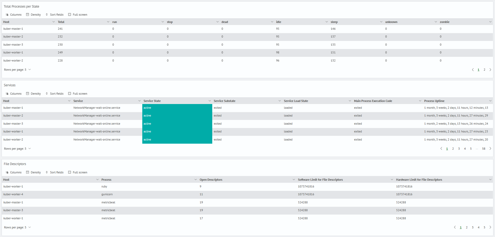 Kubernetes monitoring system process
