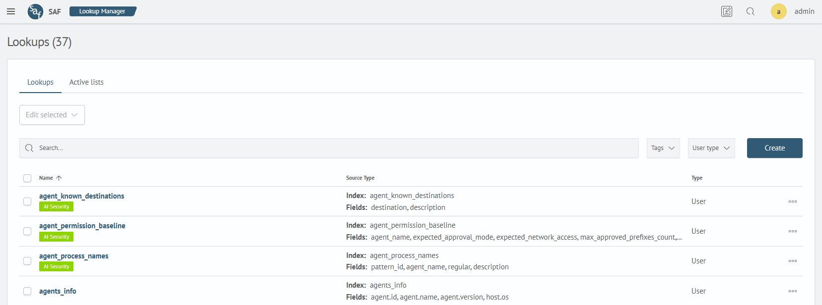 Lookup list