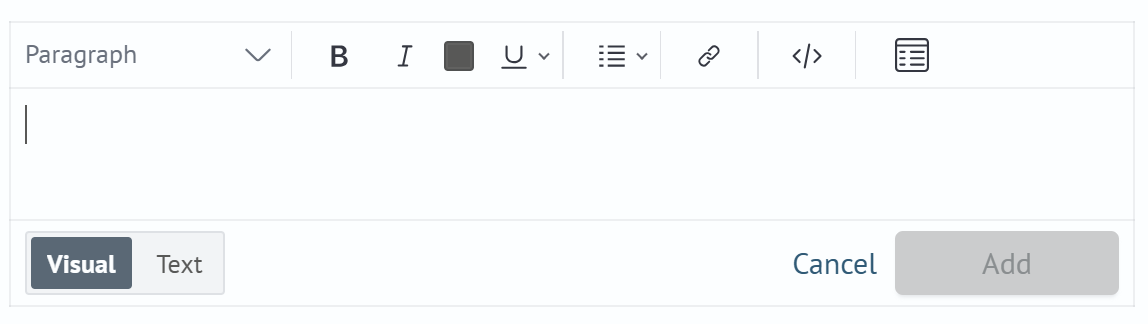 Markdown editor for adding a comment
