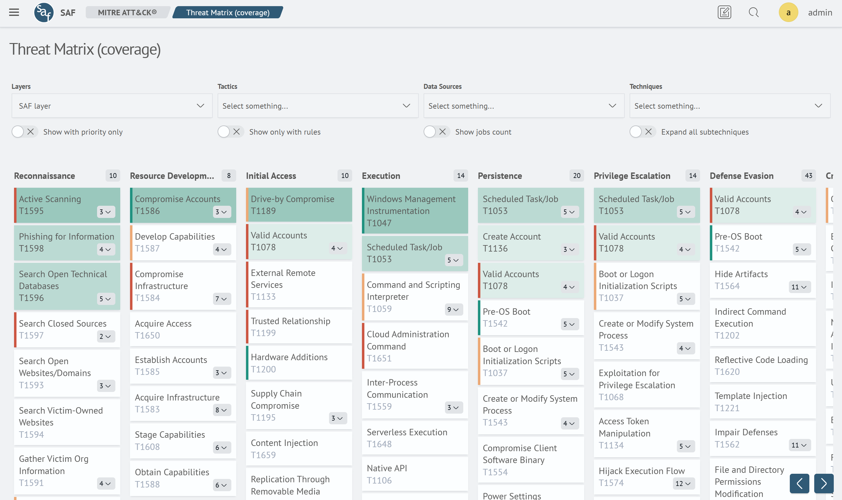 Coverage Matrix Interface