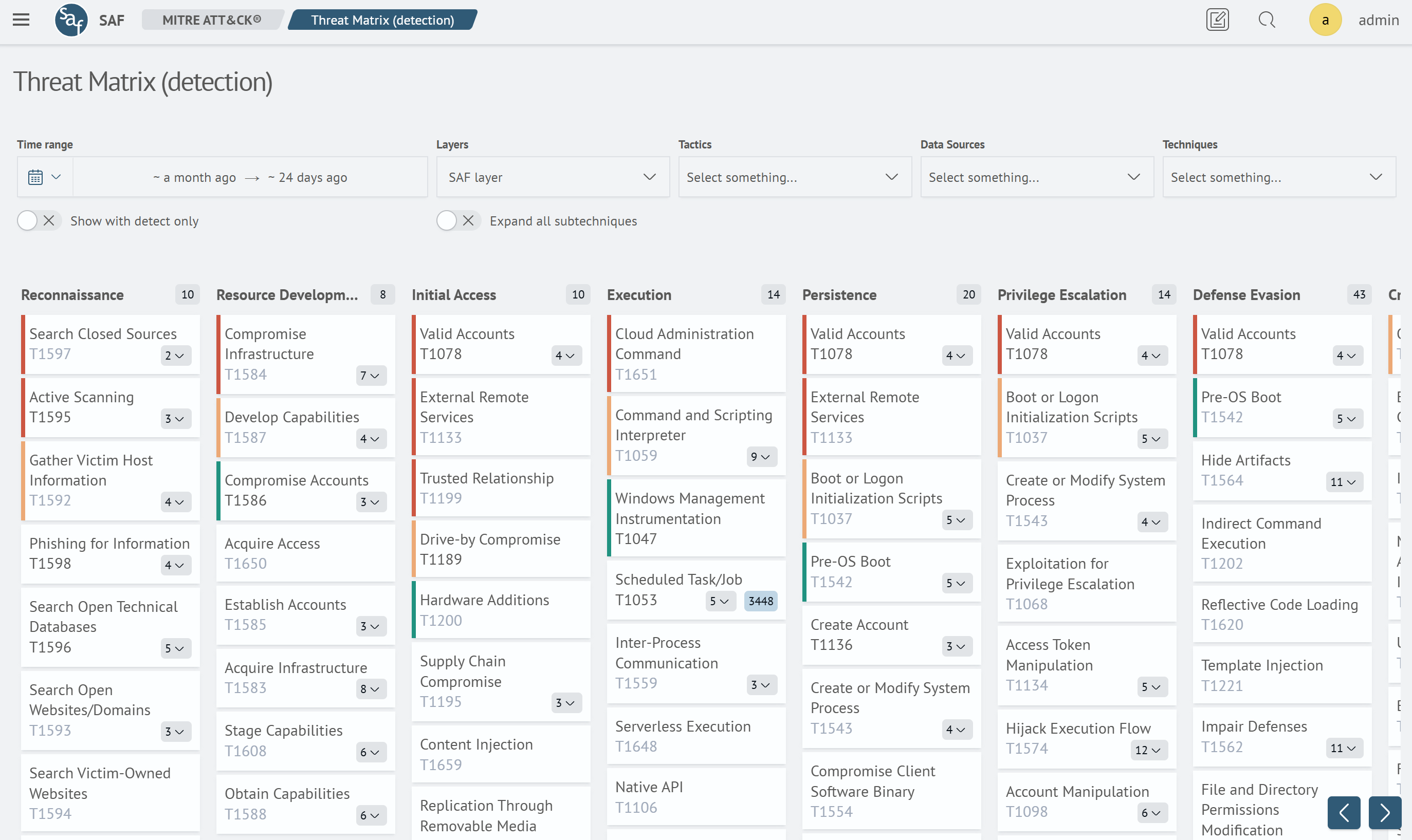 Detection Matrix Interface