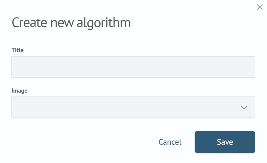 Create New Algorithm form
