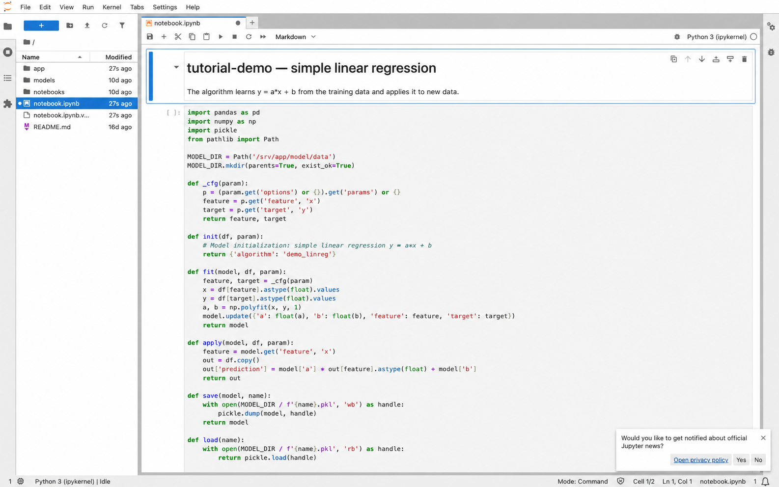 Algorithm in JupyterLab