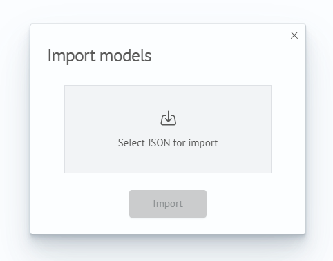 Model import modal window