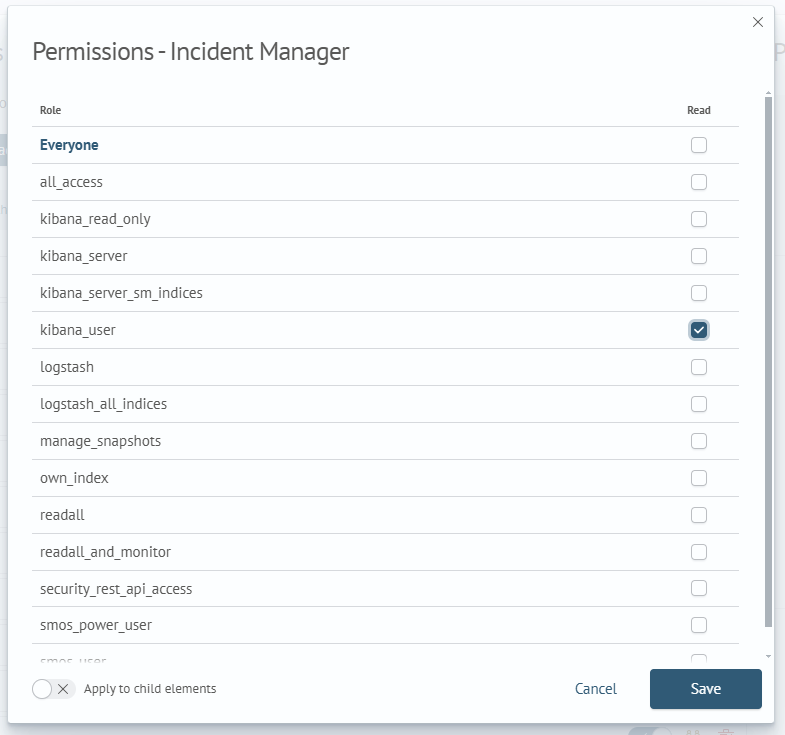 Navigation permissions modal window