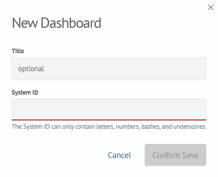 New dashboard modal