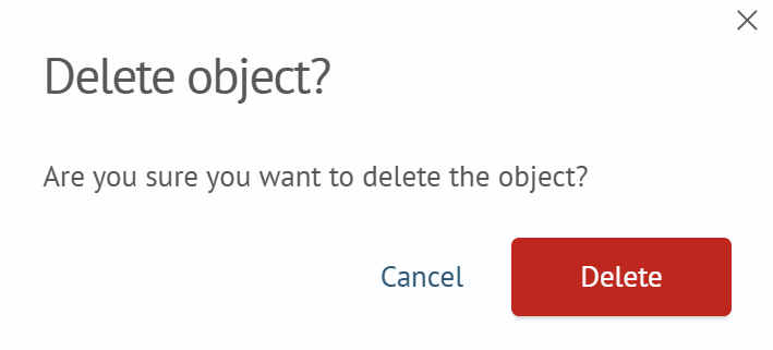 Confirmation modal window for deleting a single object