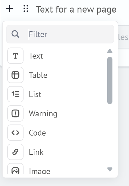Select a Block Type