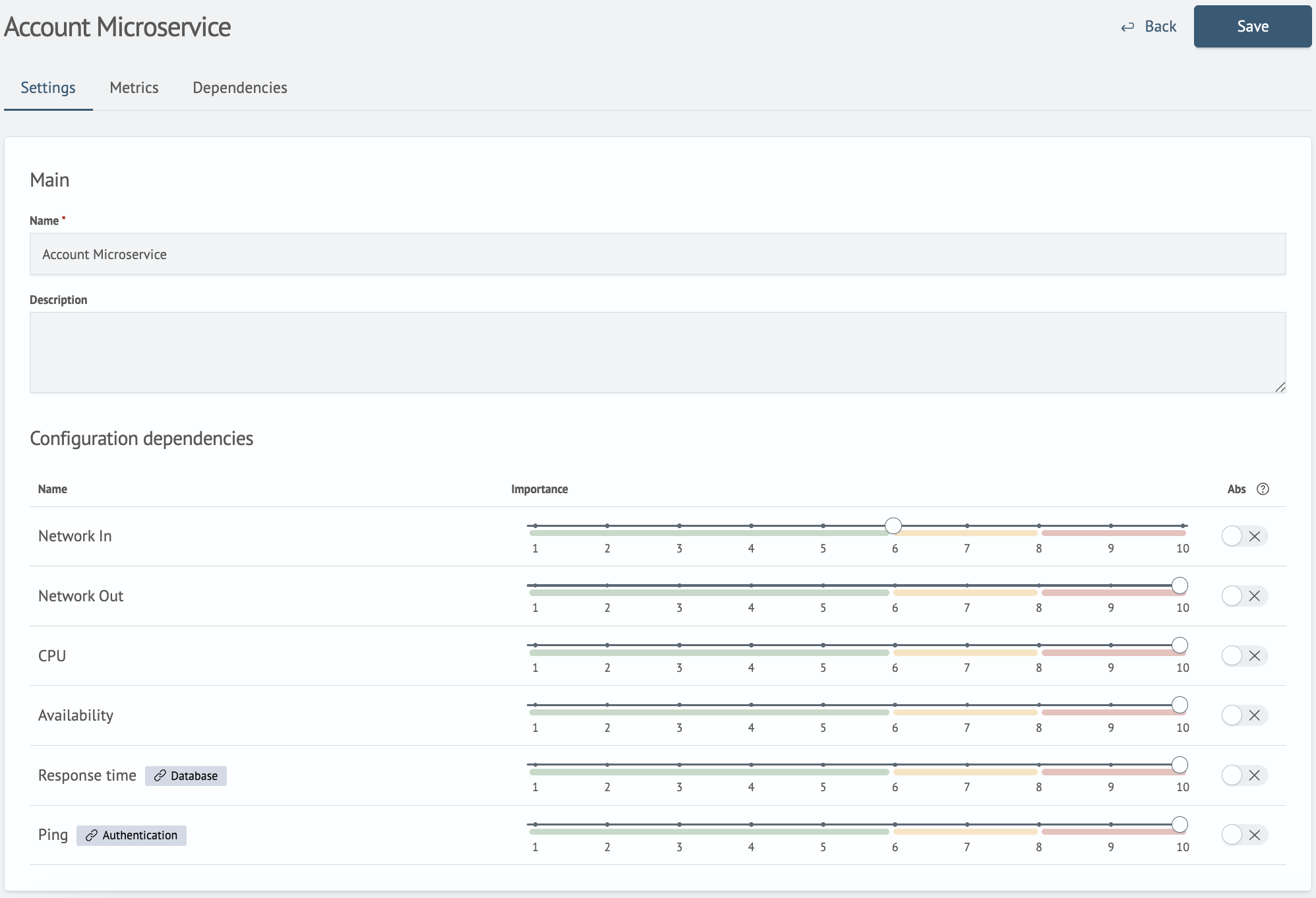 Service configuration