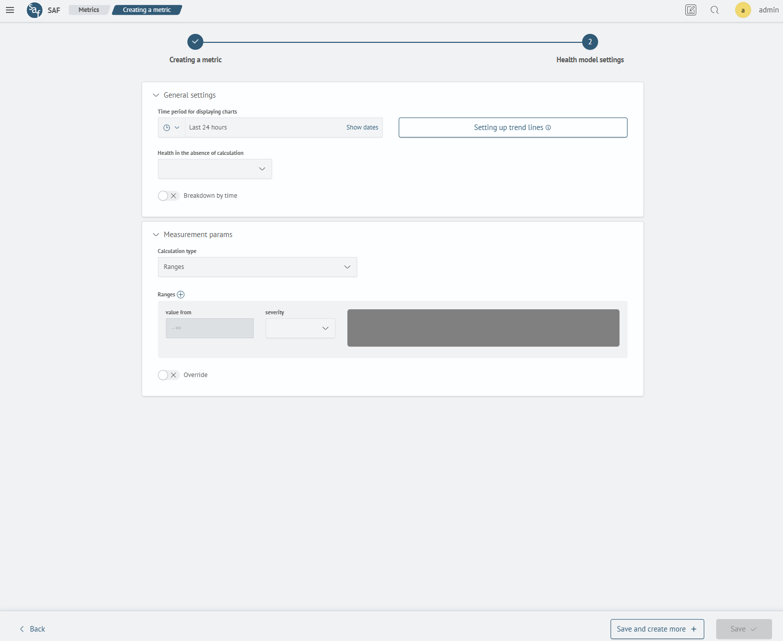 Metric Health Model Setup