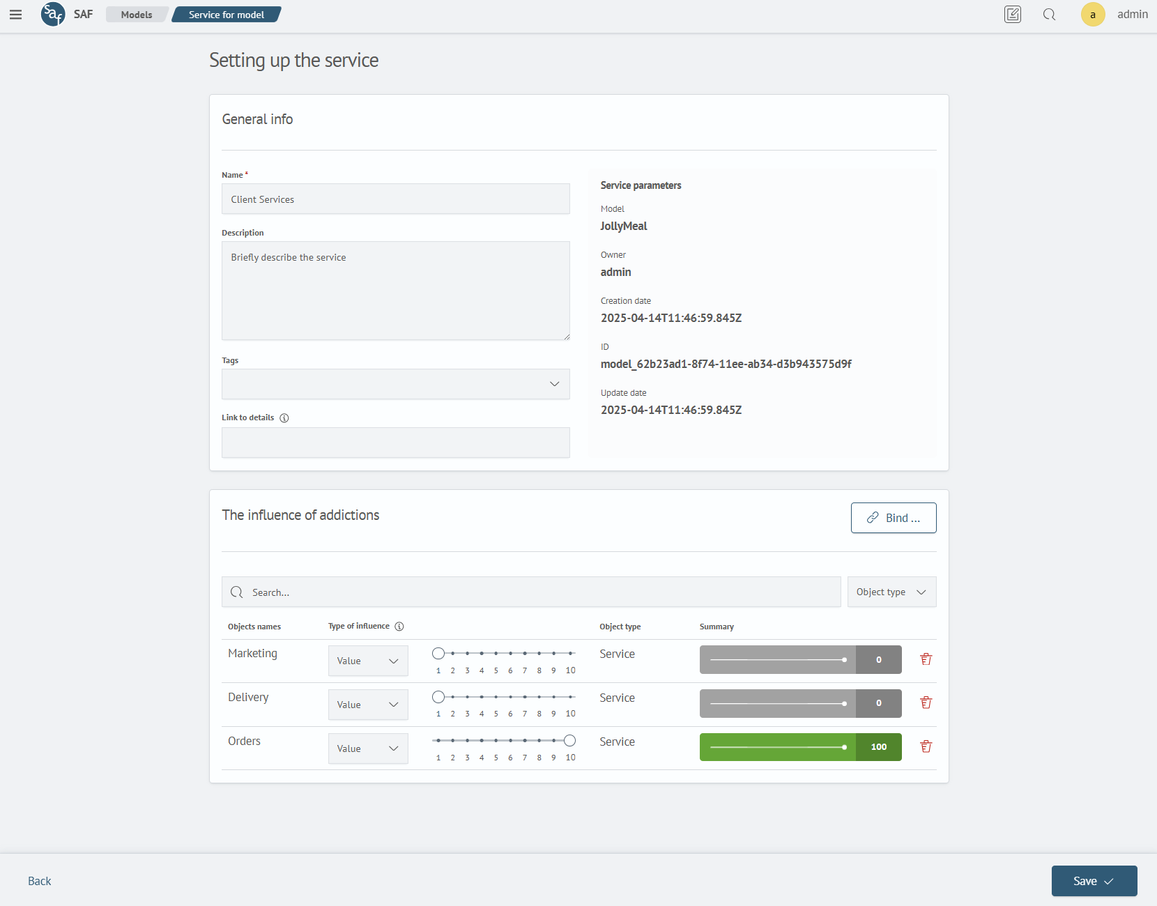 Service configuration