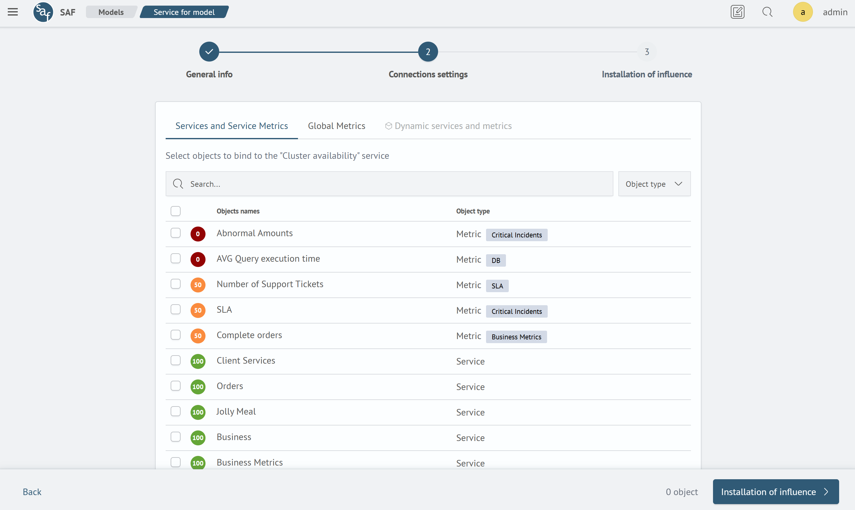 Service connection setup