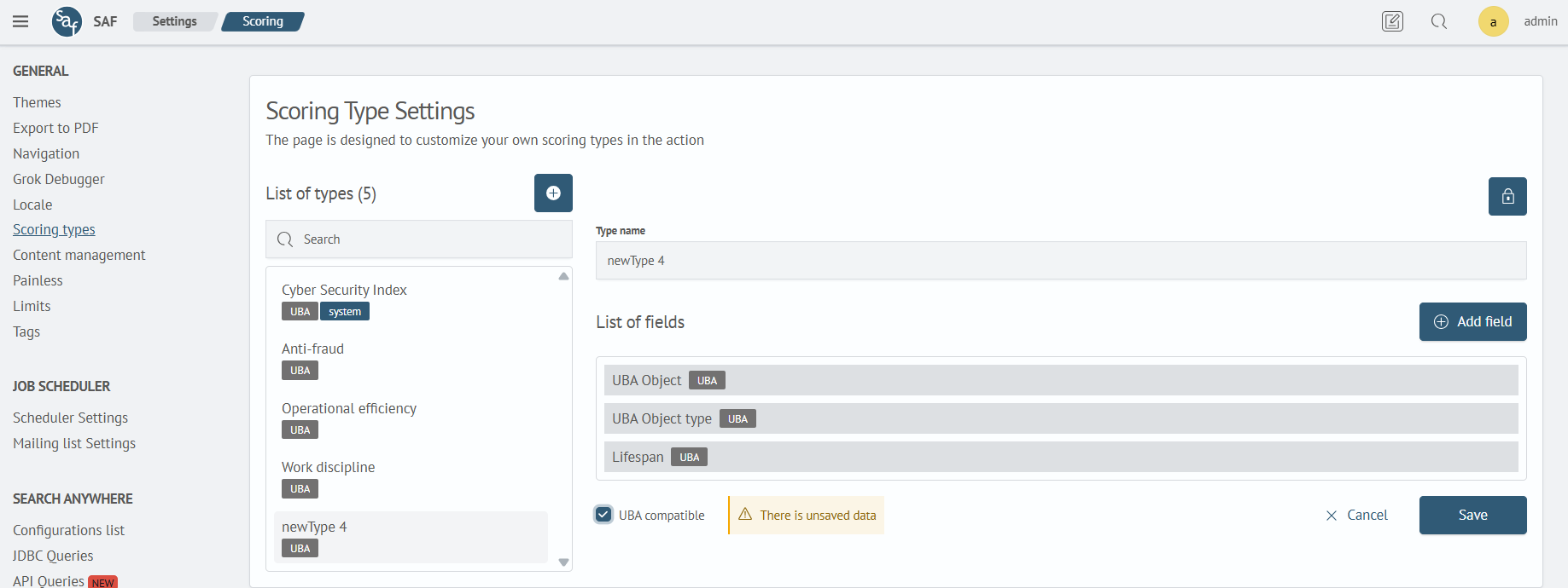 Scoring Type Settings