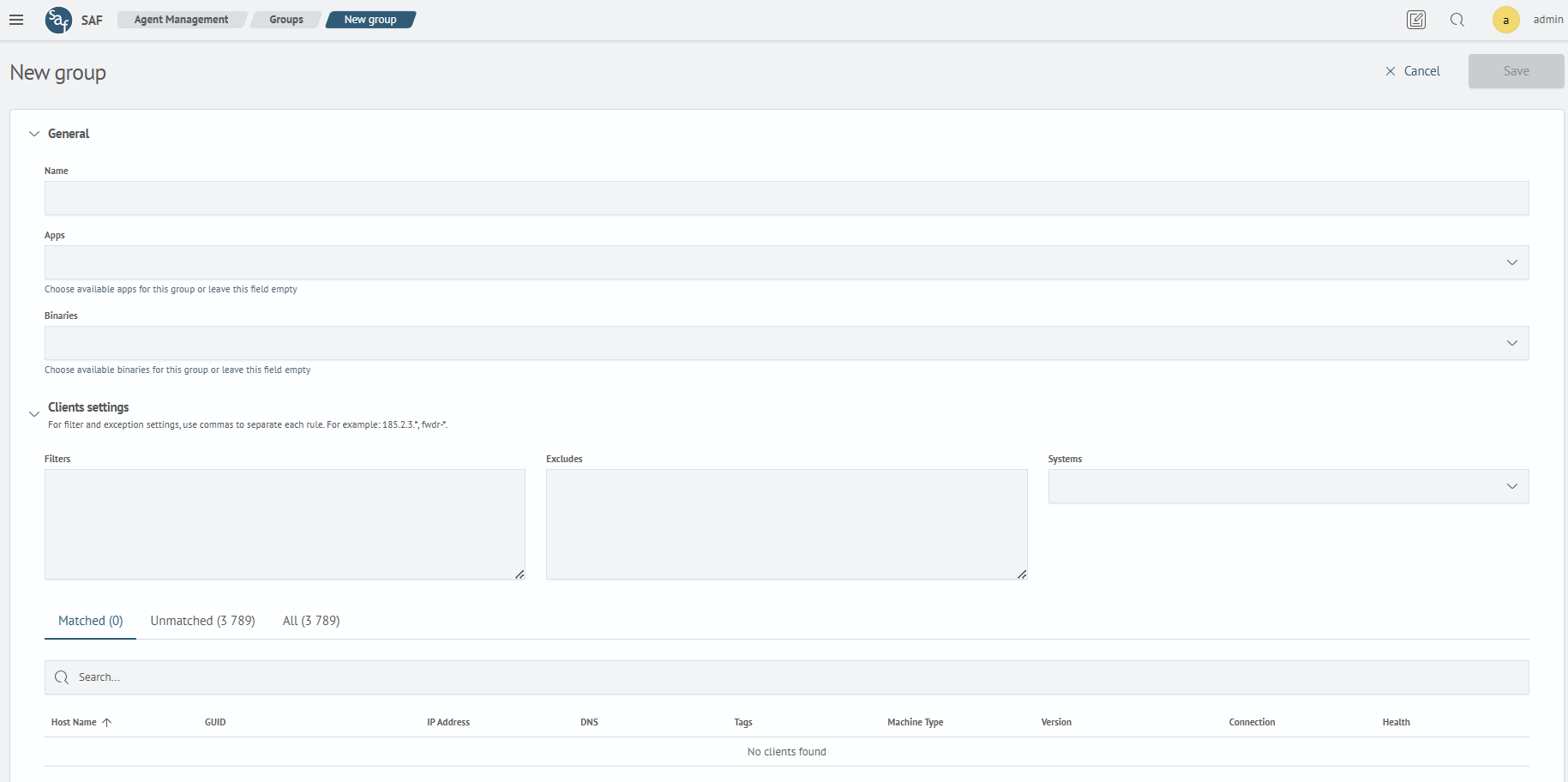 Group Settings Window