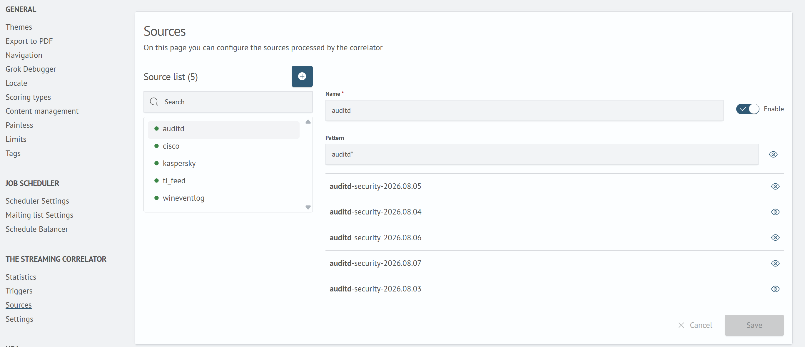Source parameters