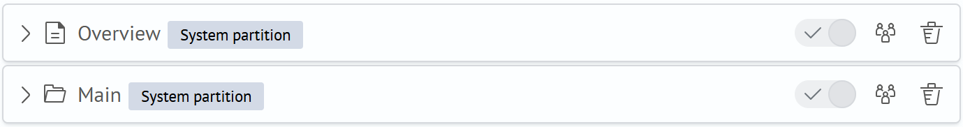 Interface for new sections