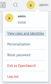 User menu