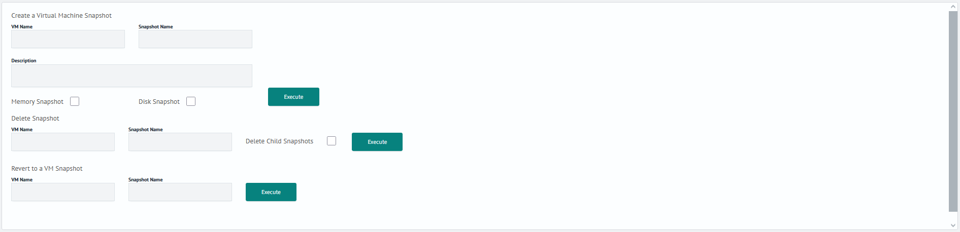 VMware management snapshots