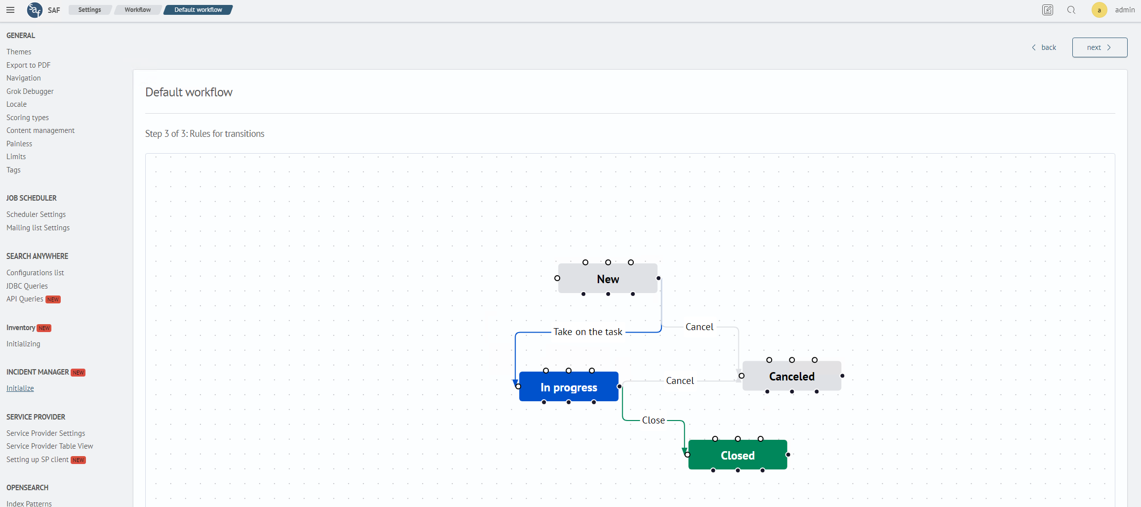 Configuring workflow transitions